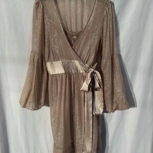 Silk Metallic Wrap Dress